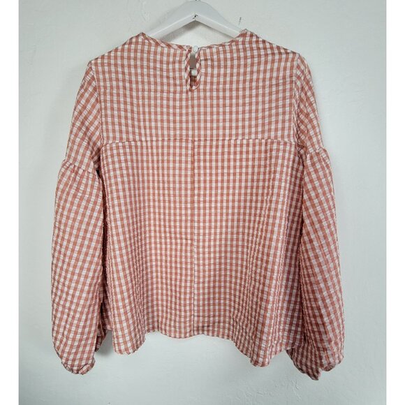 Gingham Checkered Blouse - Pink - Picture 2 of 9